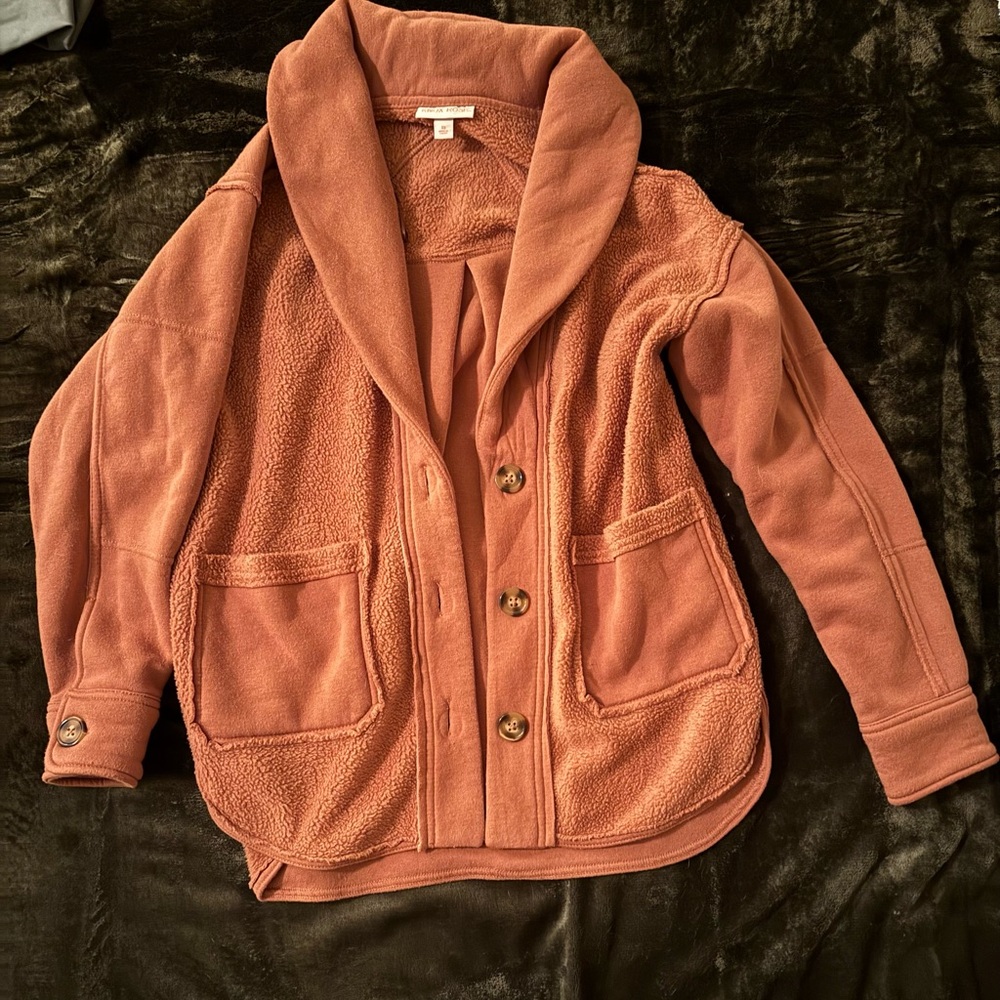 Knox Rose Cozy Shawl Collar Jacket in Rust
